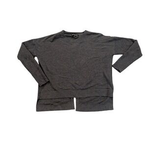 Athleta Sweater Women Medium Gray Split Back Cotton/Silk Blend Knit Relaxed Fit